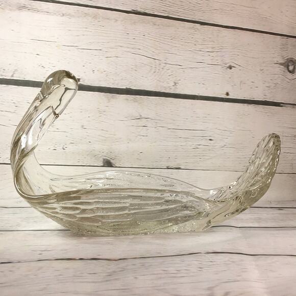Vintage Heavy Clear Glass Bird Swan Animal‎ Bowl Serving Dish - Picture 8 of 16